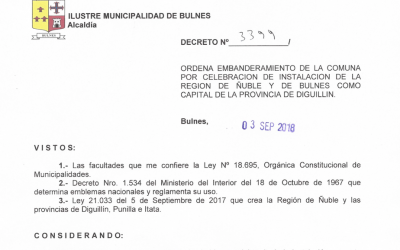 Embanderamiento general en la comuna de Bulnes