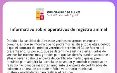 Informativo sobre operativos de registro animal