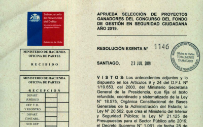 Aprueba selección de proyectos ganadores del concurso del fondo de gestión en Seguridad Ciudadana año 2019