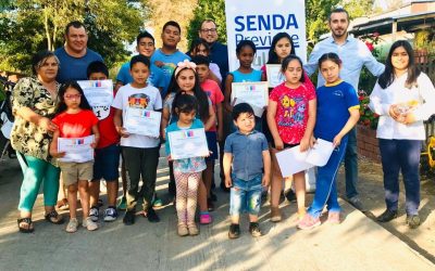 Niñas y Niños del Sector Junta de Vecinos Población Bernardo O`Higgins “pintan la prevención”, actividad realizada en conjunto con SENDA y que busca fortalecer factores protectores